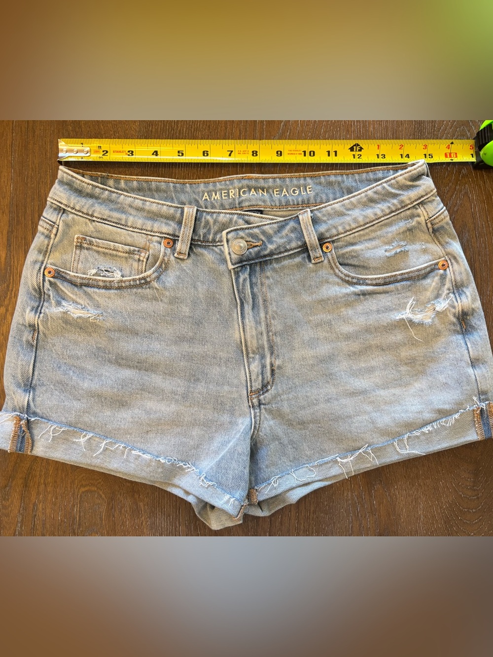 American Eagle Outfitters Light Wash Distressed Denim Shorts
